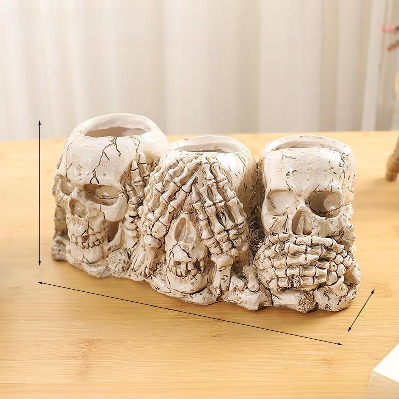 Skeleton Head Planter With Resin Material For Halloween Party And Collection