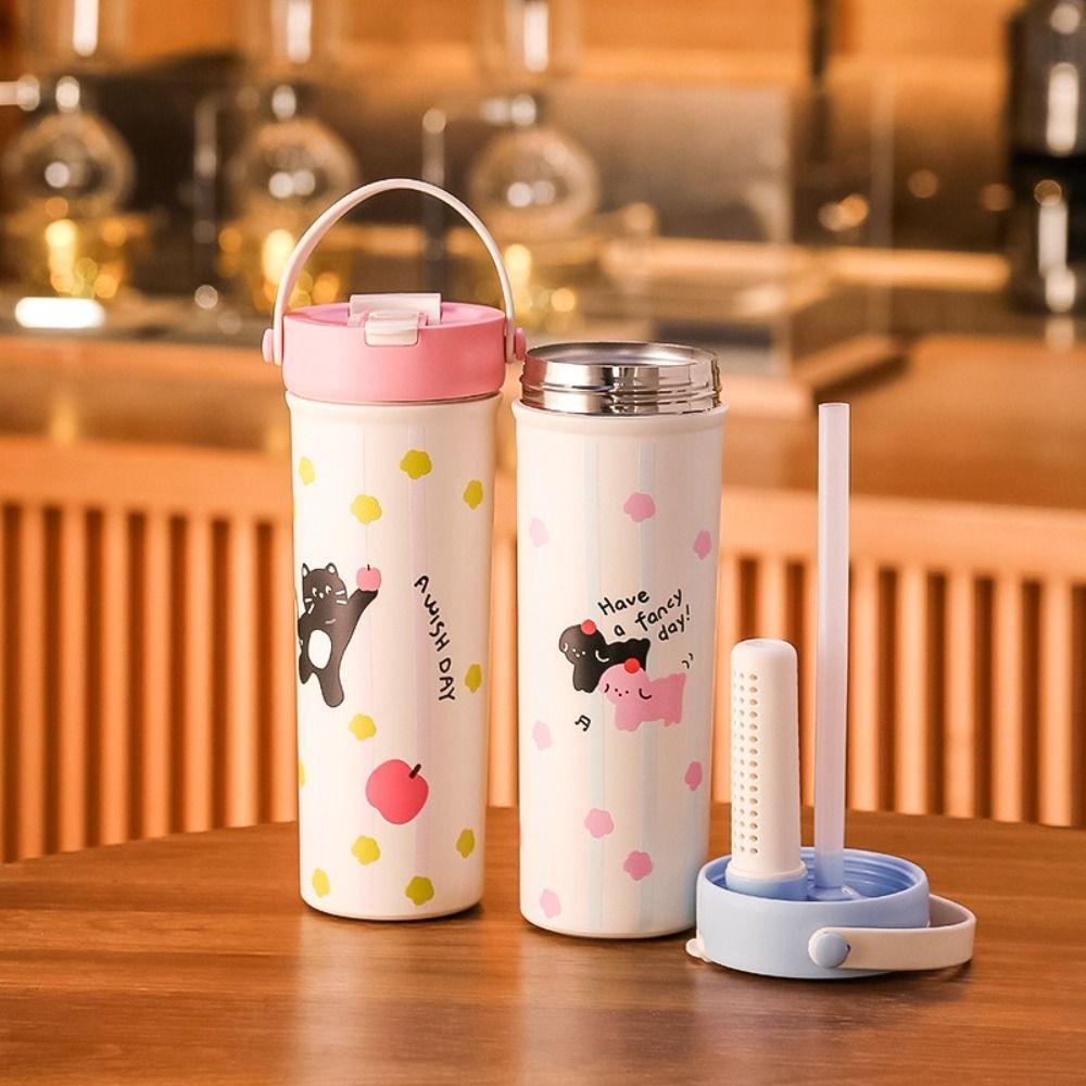 316 Stainless Steel Water Cup Leak-proof Straw Cup Portable Cartoon Insulated Cup