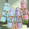 1PC Choose To Smile Simple Positive Slogan Art 750ml Color Plastic Sports Water Bottle Leakproof Flip Straw Lid Suitable for Sports Office Home Use
