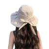 Ready To Ship Women Big Bowknot Wide Brim Bucket Hat Foldable Packable Beach Sun Caps Ladies Elegant Summer Holiday Sunshade Hat