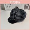 Retro Plaid Style Octagonal Cap With Wide Brim For Casual And Street Fashion