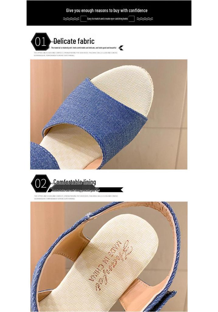 Women's Platform Wedge Peep-Toe Sandals with Round Toe High Heel for Outdoor Wear
