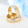 Fashion Titanium Steel Couple Diamond Ring, Matte 18K Gold-plated Men's and Women's Ring Jewelry