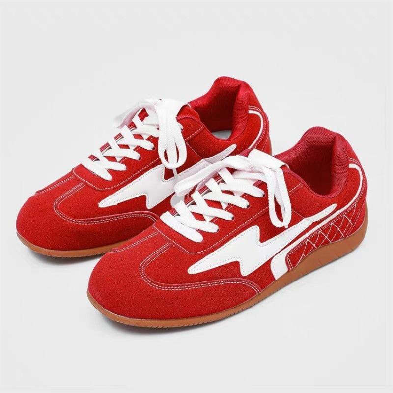 Originale Damen-Herbst-Neuheit, vielseitige, lässige, süße, atmungsaktive rote Sneaker mit weicher Sohle