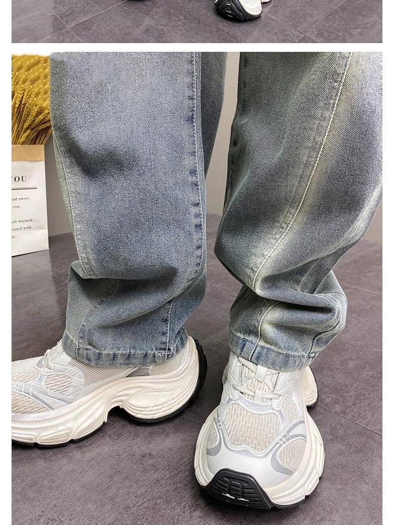 2025 Autumn High Street Loose Straight-Leg Jeans: Versatile Washed Punk Trousers