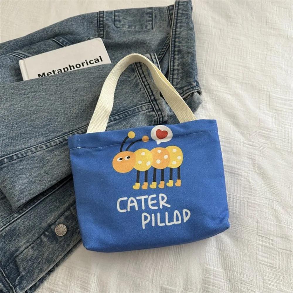 Süße Mini-Canvas-Tasche Koreanischer Stil Tragbare Damen-Handtasche Lunchtasche Cartoon Geldbeutel Kopfhörer-Aufbewahrungstaschen Lunchtasche