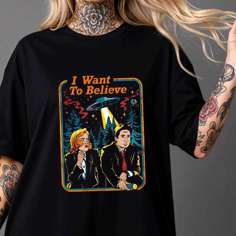 

Alien Investigation Tshirt XFiles Fan Gift Womens Tshirt Summer New Style Unisex Casual and Fashionable Cotton Tshirt S