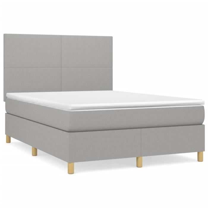VidaXL Lit à sommier tapissier avec matelas Gris clair 140x200cm Tissu - Modèle 3142177