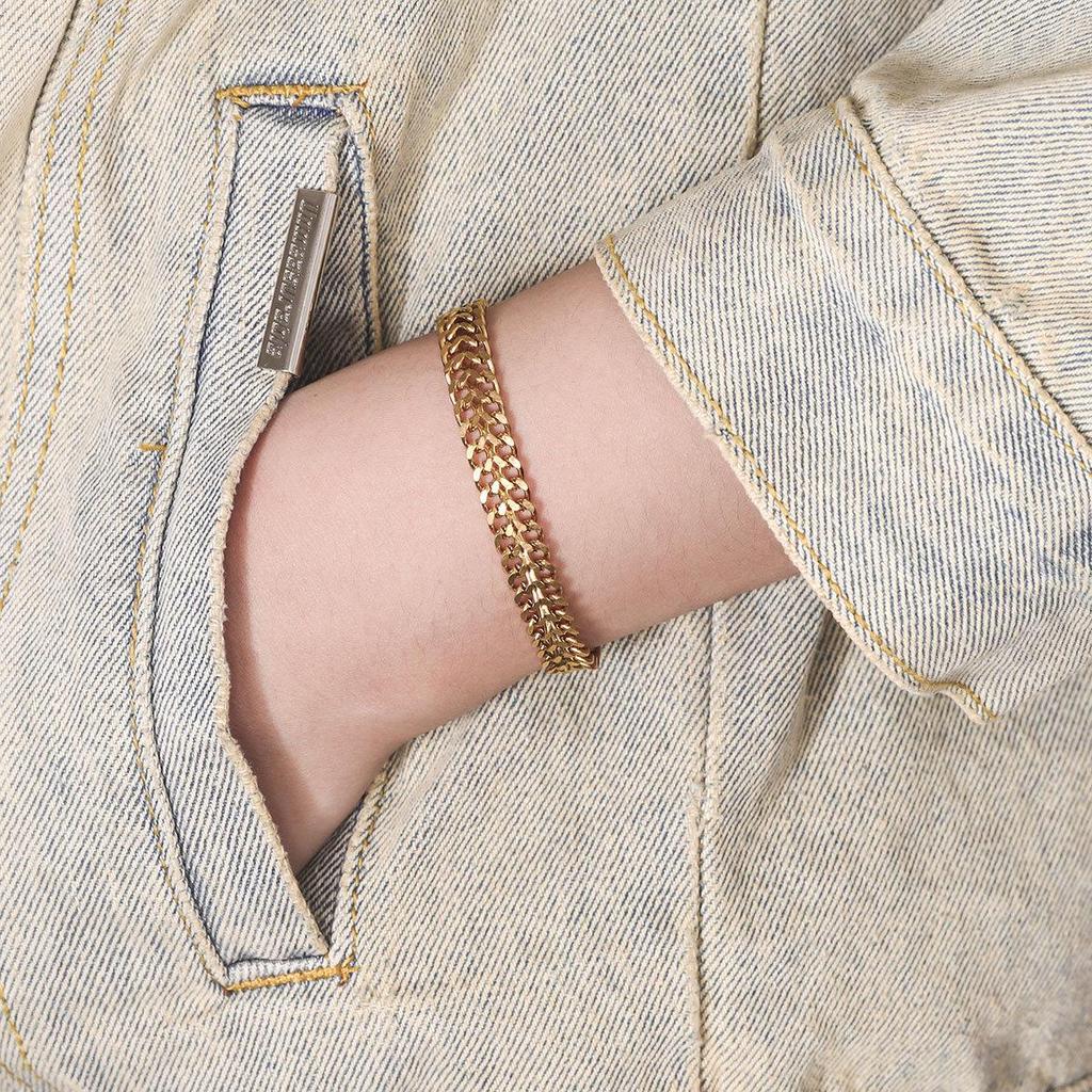 Stainless Steel Hip-Hop Figaro Chain Multi-Layer Necklace & Bracelet Set with OT Toggle Clasp