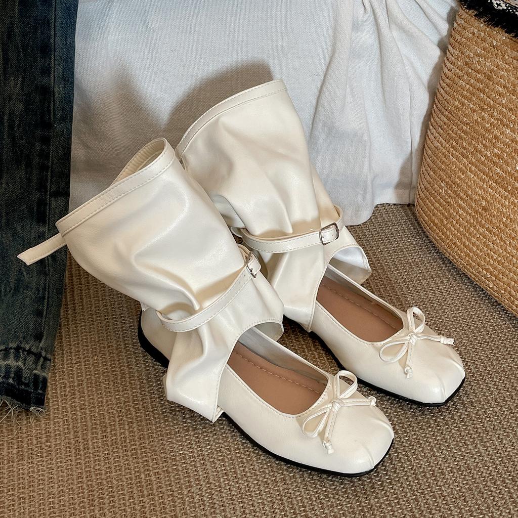 Queen Fan Explosive Retro White Platform Short Boots Women's 2025 New Summer Skirt Versatile Ballet Boots