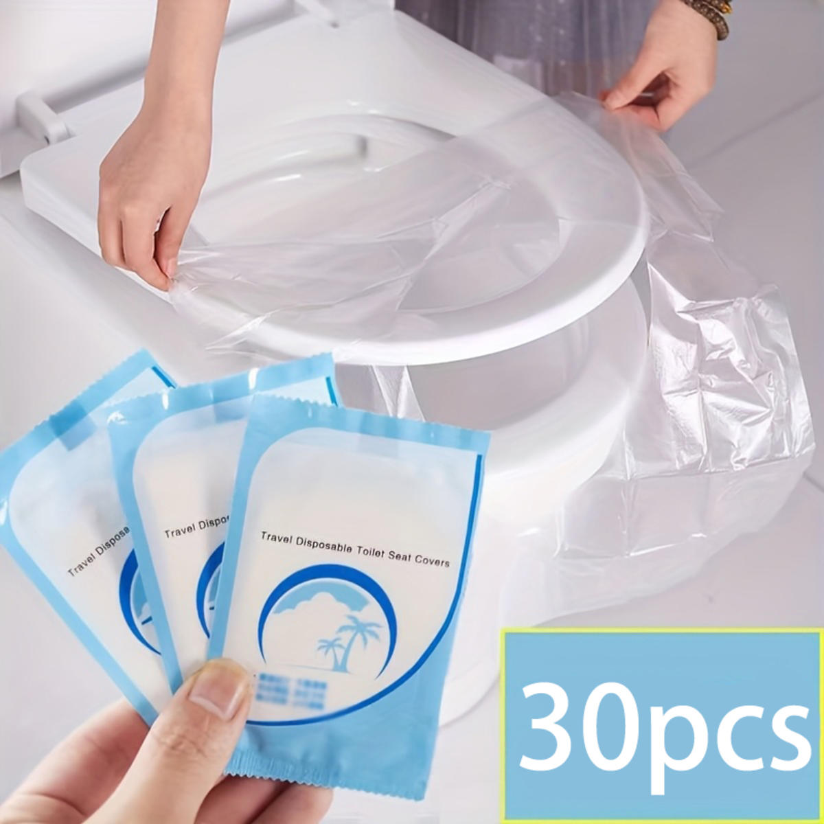 

Disposable Plastic Toilet Seat Cover Waterproof and Non Slip Individually Wrapped for Travel Toilet Seat Protectors 30pcs