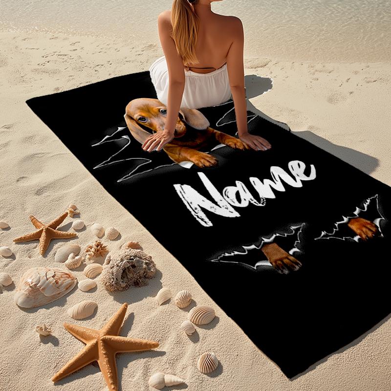 Personalisierbares ultraweiches Strandtuch mit Hundemotiv, Ideal für Pool - Camping, Tauchen - Perfekter Reisebegleiter, Lebendiges Strandtuch.