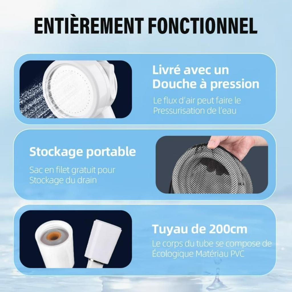 Portable Camping Shower, Portable Outdoor Shower, Rechargeable Electric Shower Pump, Camping Accessories with 3 Modes Shower Head for Camping, Hiking