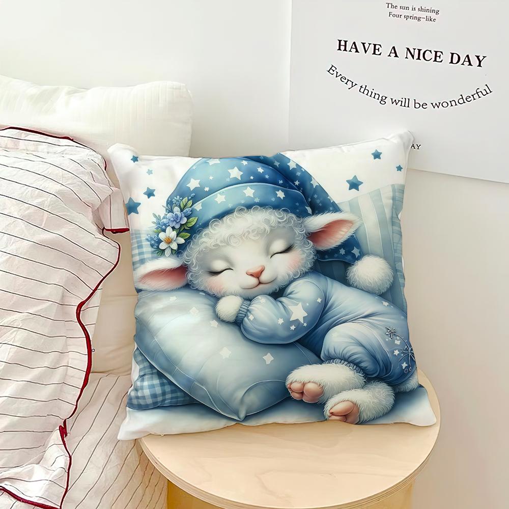 Cute Sleeping Sheep Moon Fashion Modern Comfortable Soft Hogar Pillowcase for Sofa Living Room Bed Home Decor Protective Covers