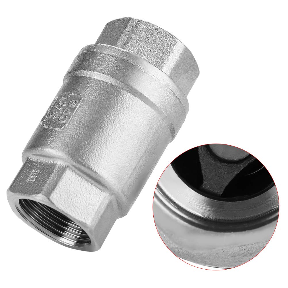 Check Valve,In-line Check Valve 3/4" Female Thread In-line Spring Check Valve Stainless Steel Vertical Valve WOG 1000