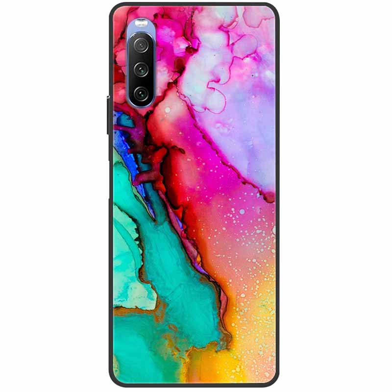 Soft Cover For Sony Xperia 10 III Case 5 III Soft Silicone Black Cases for Sony Xperia 1 III / Xperia1 XZ4 Covers Cool Marble