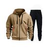 Mens Fleece-Lined Hooded Sweatshirt Set Casual Long Sleeve Tracksuit Winter Outfit