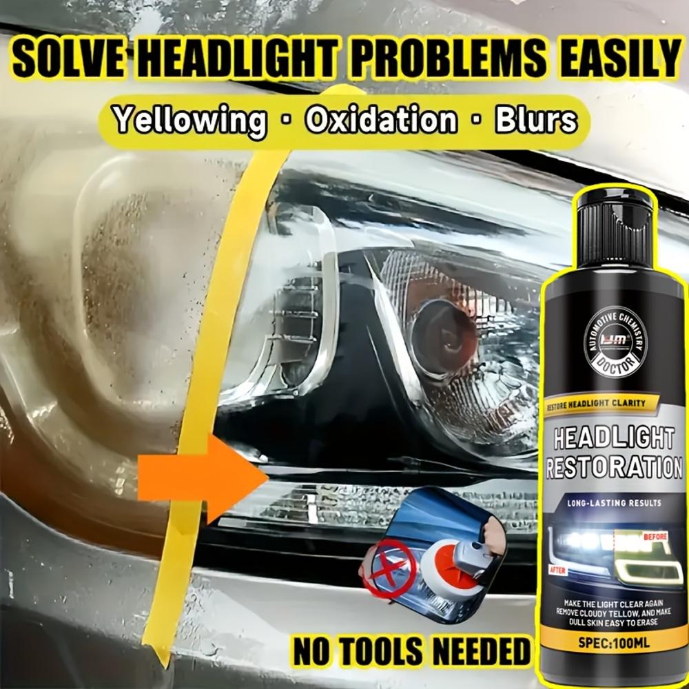 Professional Headlight Restorer – Removes Yellowing, Oxidation & Fogging – Abrasive Lens Polish for Brighter Headlights – Durabl
