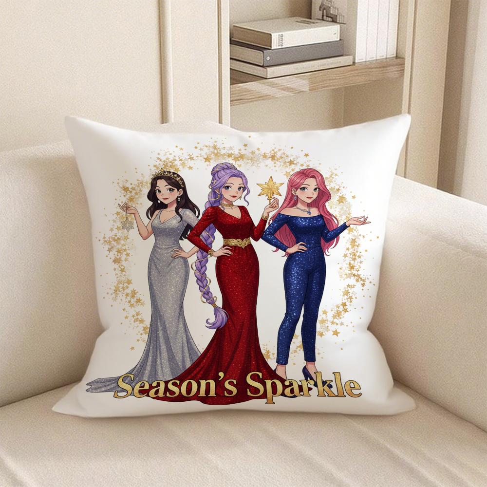 KPop Demon Hunters  Anime show on the pillow: Pink and purple fantasy & Cute character pillowcase fashion home decoration