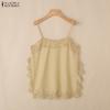 ZANZEA Women Elegant Lace Splice Vest Tops Summer Loose Casual Sleeveless Camisoles
