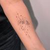 High-End Romantic Simple Small Fresh Moon Plain Flower Star Fringed Line Tattoo Sticker