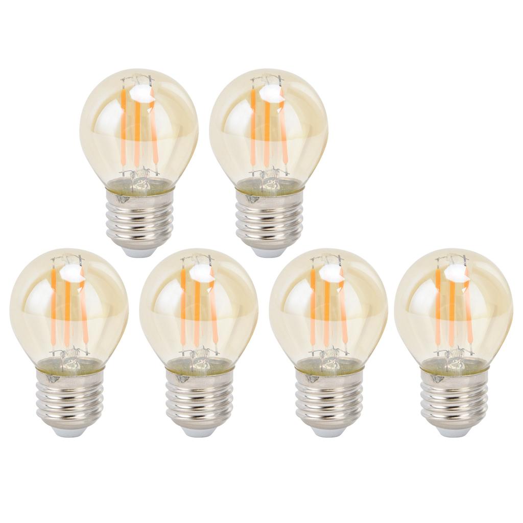 6PCS G45 LED Vintage Light Bulb Gold E27 Base Lamp for Home Decorative Bulb 6W 220V Warm Light