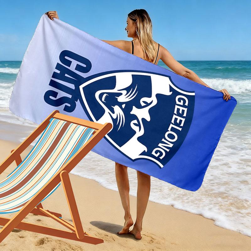 Geelong Cats Edge Print Beach Towel, Large Soft Quick Dry Towel for Beach Camping Swimming
