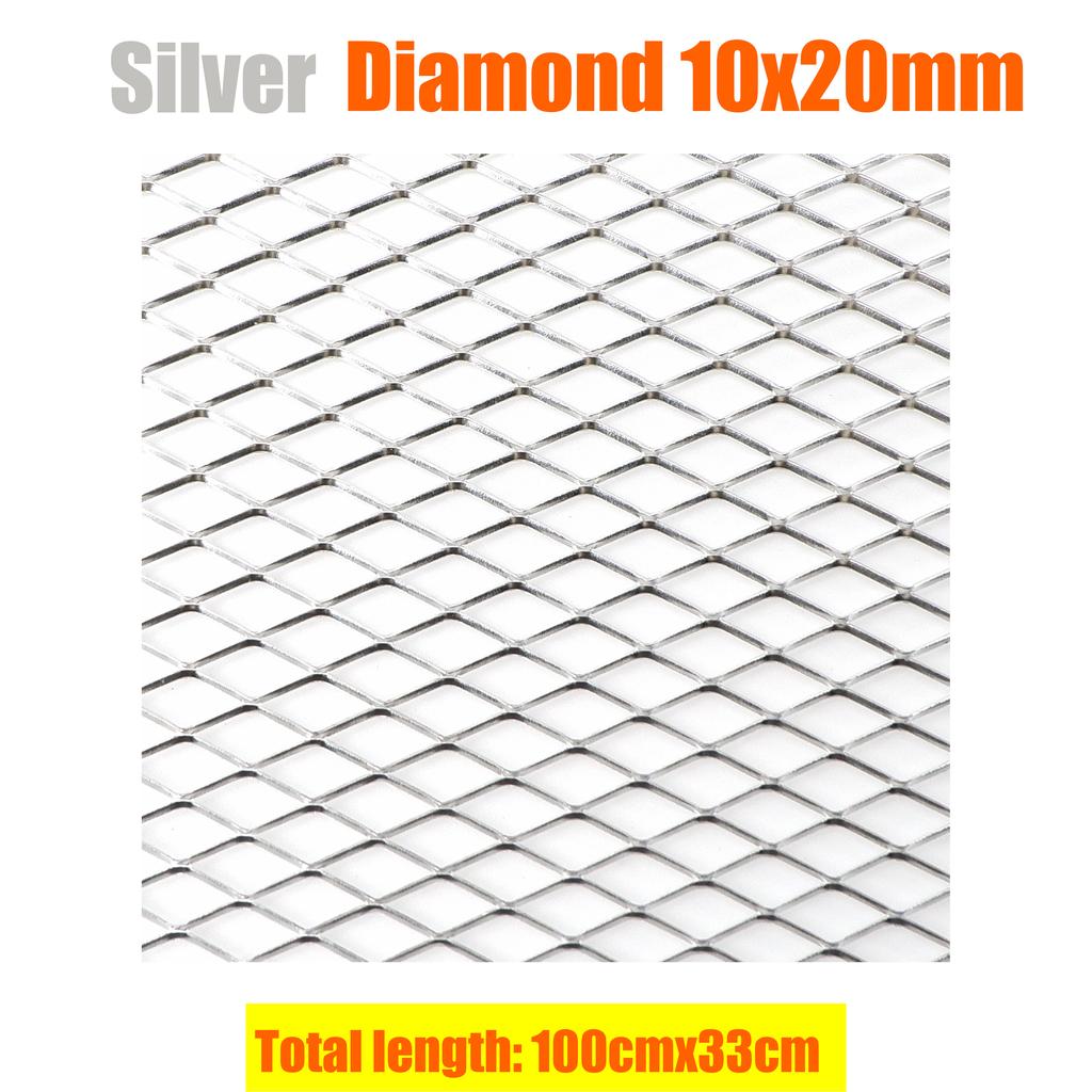 100x33cm Diamond Hole Aluminium Racing Car Bumper Grille Grill Mesh Net Vent Black Silver Red Blue Tuning Universal