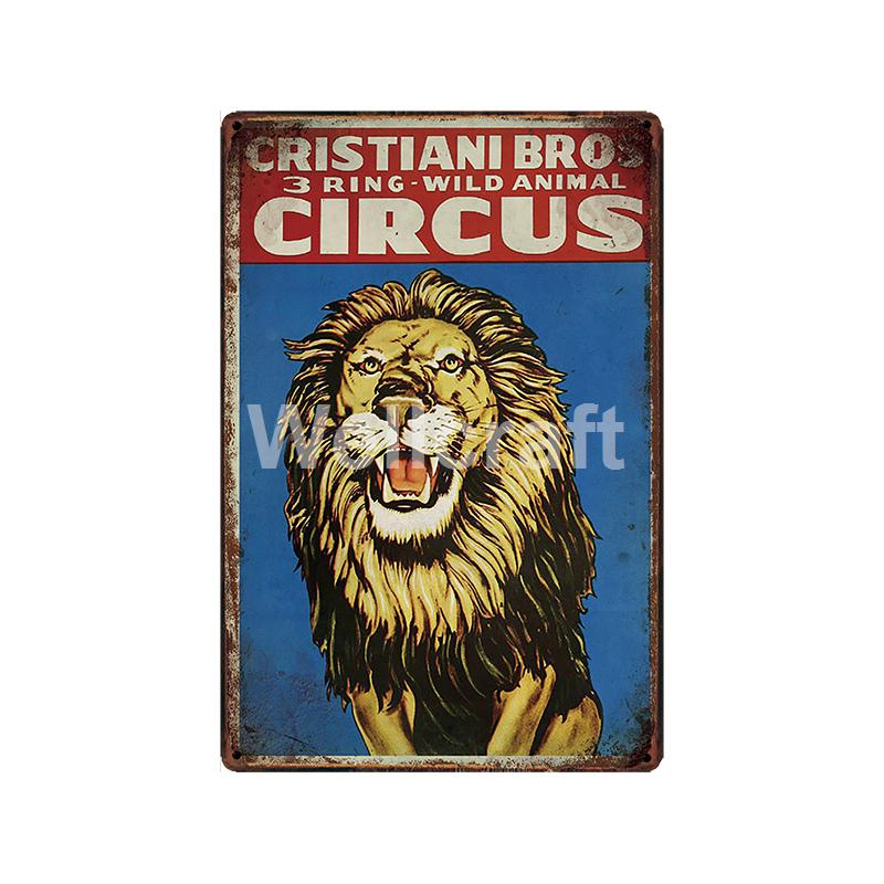 [ WellCraft ] Circus Lion Elephant Tiger Clown Horse Metal Sign Vintage Painting Decor  LT-1899