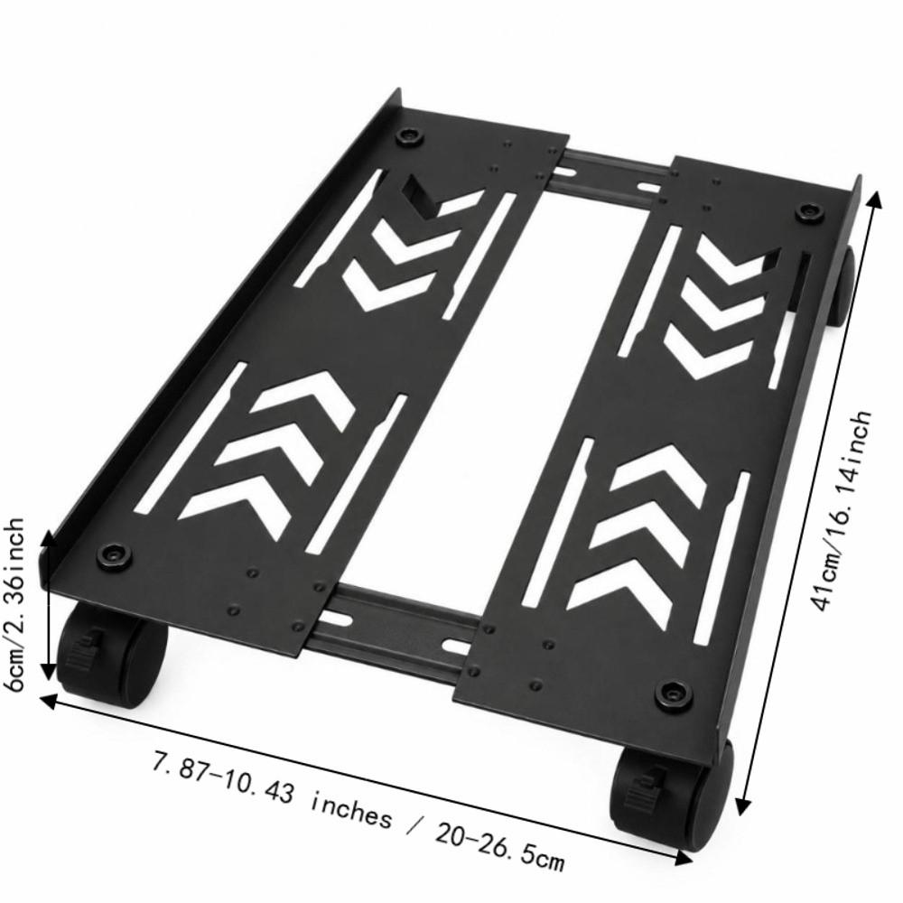 4 Caster Wheels Computer Tower Stand Carbon Steel Adjustable PC Tower Stand PC Stand  For Students