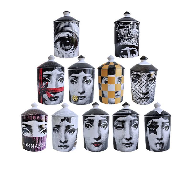 Vaso portaoggetti in ceramica con design sul viso, per gioielli, candele, decorazione da scrivania, contenitore in stile europeo