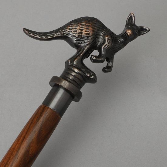 Vintage Wood Walking Cane Stick for Men and Women, Solid Brown Shaft with Brass Inlaid, Walking Cane Stick