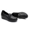 2026 Spring/Autumn Wedge Shoes for Middle-Aged Women - Casual Black Leather Mother's Footwear