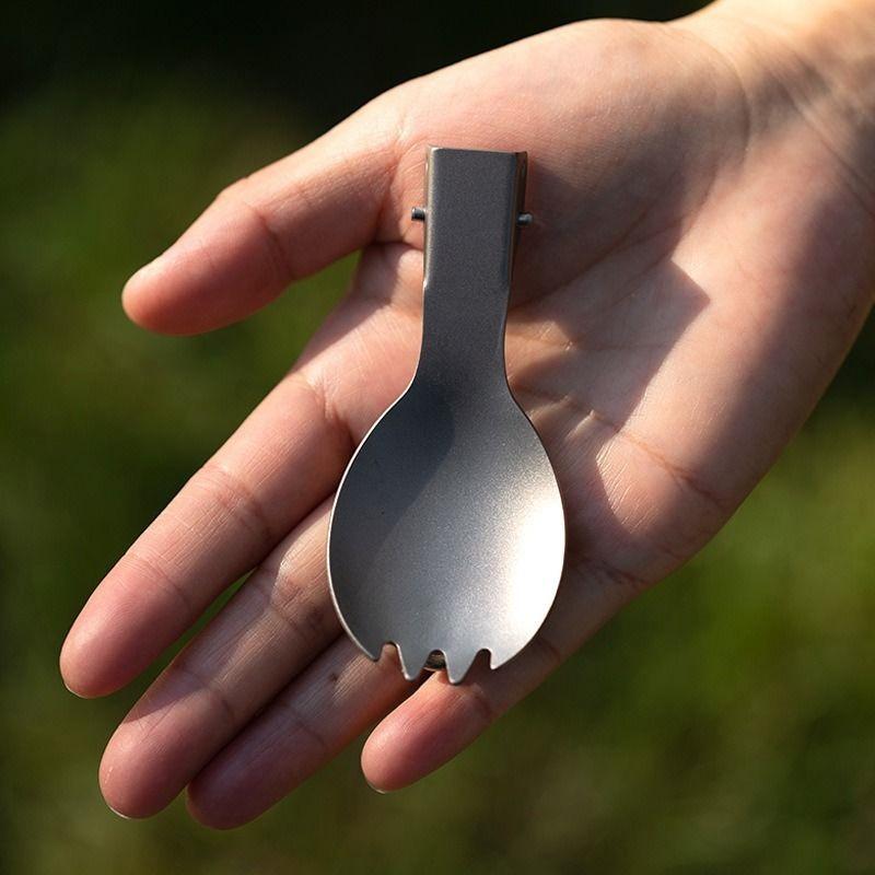 1 Stück Neue Reine Titan Unschädlich Klappgabel Löffel Salat Natürlich Reise Leicht Korrosionsbeständig Campinggeschirr Outdoor-Aktivitäten CN