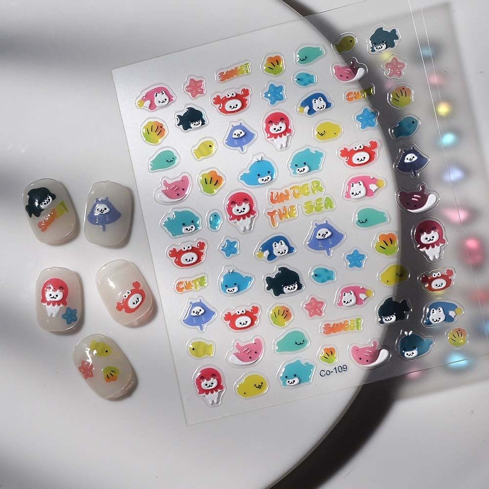 Dolphin Ocean Nail Stickers Sea Jellyfish Ocean Nail Decorations  Summer Beach