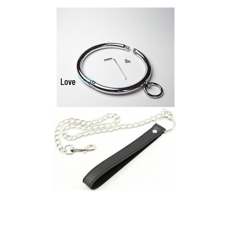 Metal Traction Collar with Nipple Clamps for BDSM Slave Training