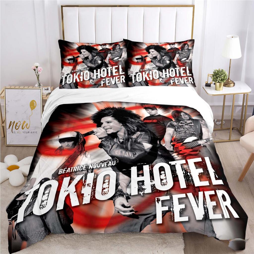 Tokio Hotel 3D Tisk Rocková Kapela Celoroční Povlak na Přikrývku Ložní soupravy Měkký Potah na Přikrývku a Povlaky na Polštáře Jednolůžko_Dvoulůžko_Queen_King