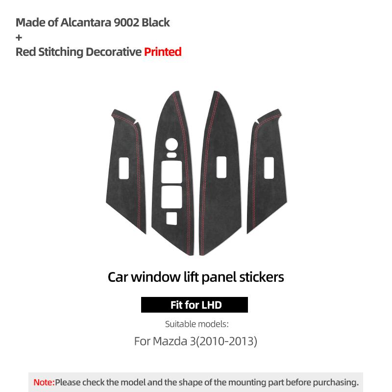 Betterhumz For Mazda 3 Axela 2010-2013 Made of Alcantara Auto Door Window Switch Trim Stickers Tuning Car Interior Accessories