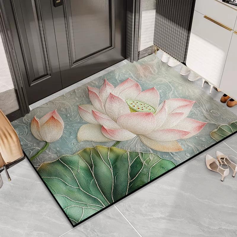 Door Lotus Silk Mat Household Door Door Dirt Mat Outdoor Dirt Resistant Dust Removal Can Be Tailored Carpet