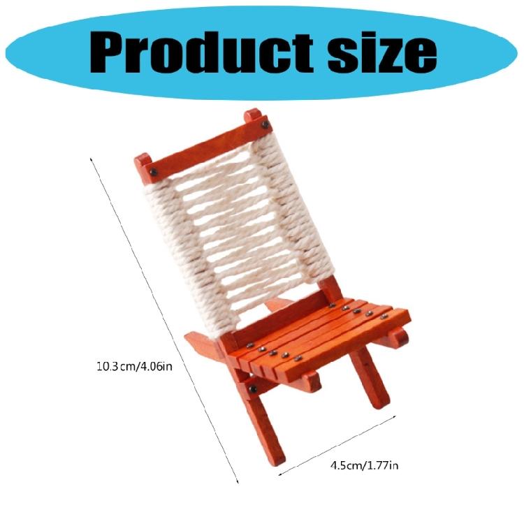 Miniature Dollhouses Display Beach Chair Accessory 1/12 Scale, Realistic Zakka Wood Chair Dollhouses Props