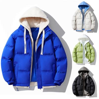 Winter New Thickened Fake Two Piece Hooded Cotton Jacket Casual Cotton Cardigan Coat