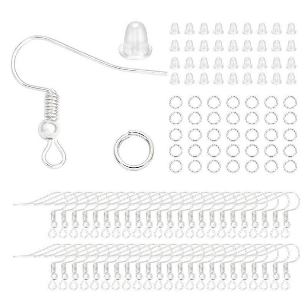 

Гибкие настройки для сережек Прочные серьги-кольца Комплекты для сережек-крючков Набор для самостоятельного изготовления ювелирных изделий серебряный