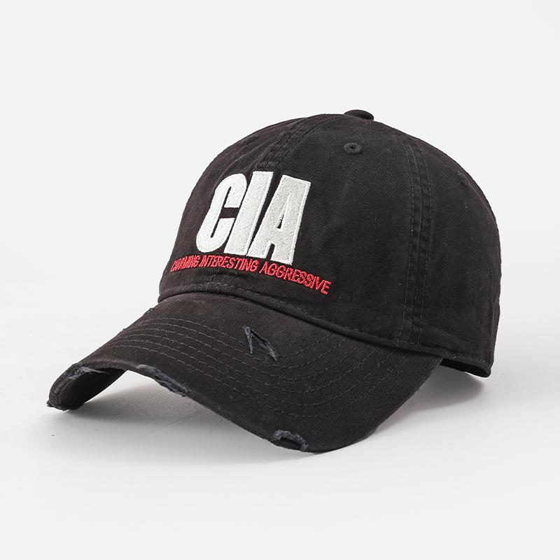 American Retro Embroidery Ripped Baseball Cap Spring and Summer Leisure Sports Sunscreen Visor Face Small Fashion Cap