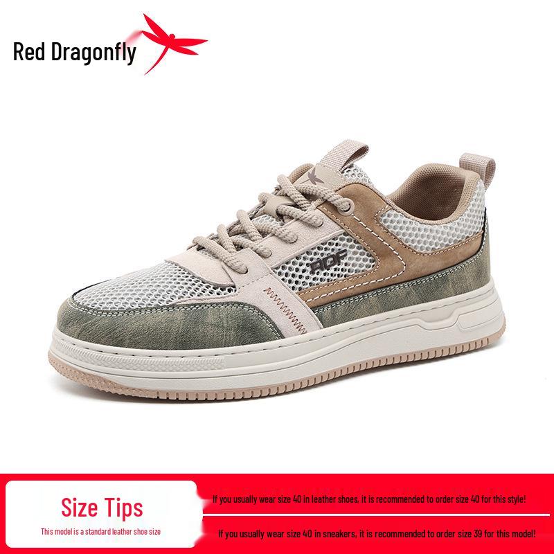Red Dragonfly Men s Summer Casual Flat Thick-Soled Sports Sneakers - British Style Versatile Design Size 41