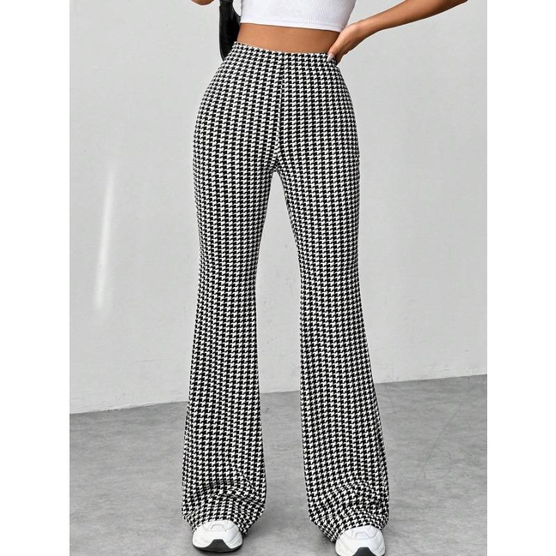 DAFIFY Women's Fashion Casual Solid Color Print High Waist Trousers Pants & Capris
