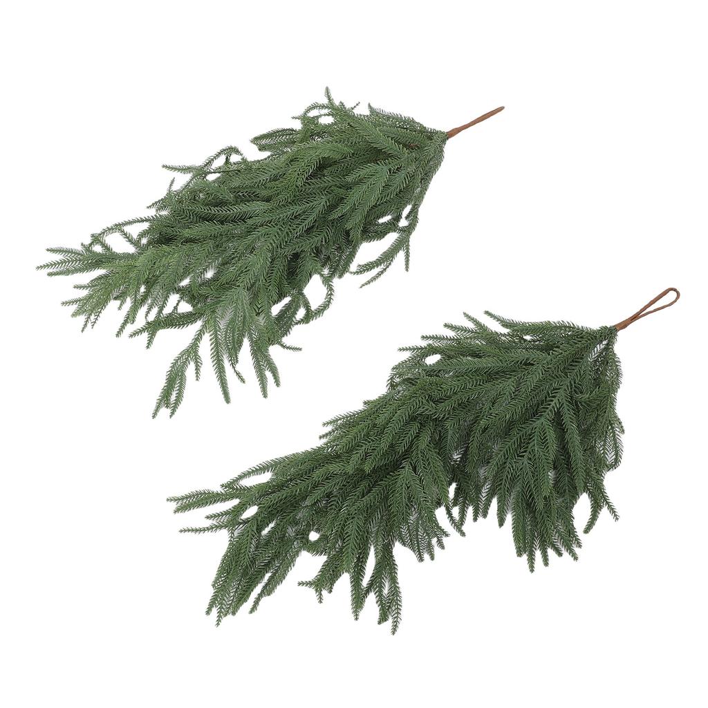 2 Pcs Norfolk Pine Teardrop Swag 26.77 Inch Length Plastic Artificial Pine Needle Teardrop Wreath for Home Decoration