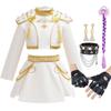 Nuovo Carnevale di Halloween Tema Festa Ragazze Cosplay Moda Carino Bianco Maniche Lunghe Vestito + Set di Accessori 3-10 Anni