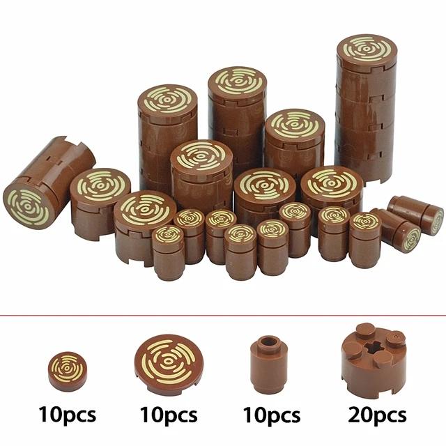 MOC Tile Smooth Printed 1x1 1x4 1x6 2x2 Assemble Particles 2431 3068 Flat Wood Grain Pattern Traffic Warning Bricks Accessories