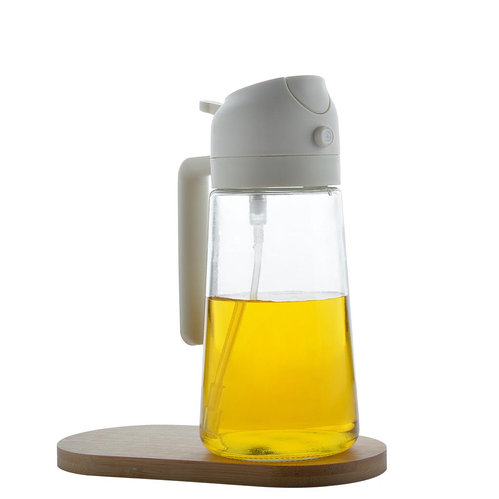 LMETJMA 470ML 2 In 1 Olive Oil Dispenser Oil Sprayer Glass Olive Oil Dispenser Bottle with Pourer Oil Bottle for Salad BBQ JT320