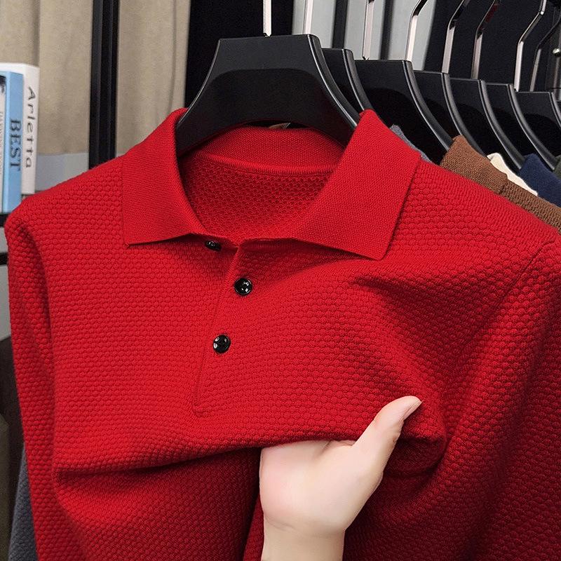 Men's 2025 Autumn Pineapple Knit Polo Sweater - Business Casual Versatile Lapel Base Layer